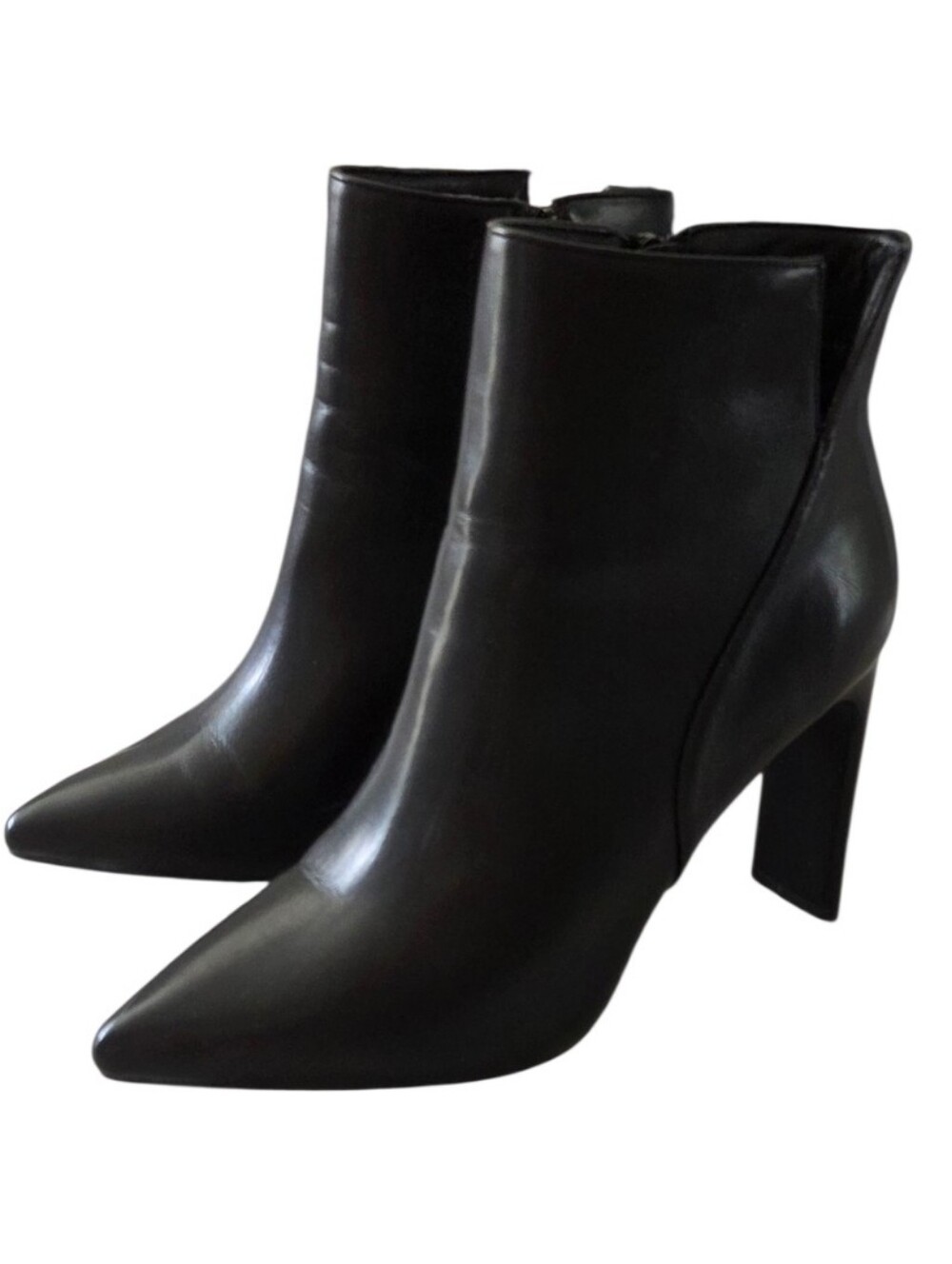 Halston Mal Ankle Boots Women's US 9 Black Pointed Toe High Heel Side Zip